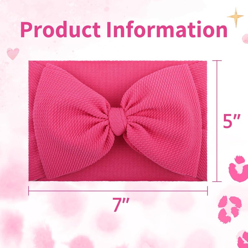 ONENINEDREAM 2PCS 7’’ Super Soft Knot Headbands with Hair Bows Pink Leopard Infant Toddlers Kids Hair Accessories Headband for Newborn Baby Girls - Image 4